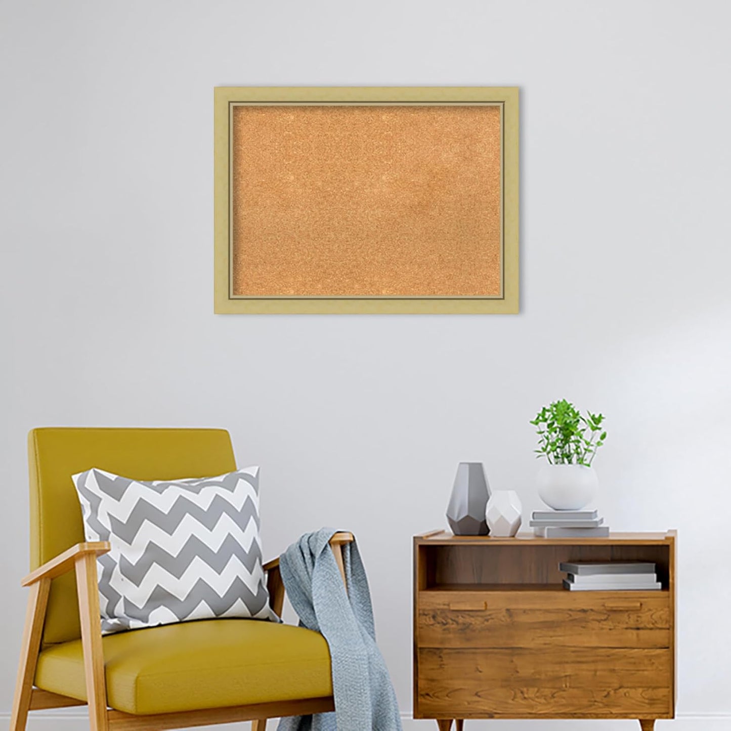 Amanti Art Natural Cork Board for Wall, 23x31 Vision Board with Gold Frame, Medium Corkboard Office Decor for Home Organization, Casual Corkboard Pinboard to display items for home organization