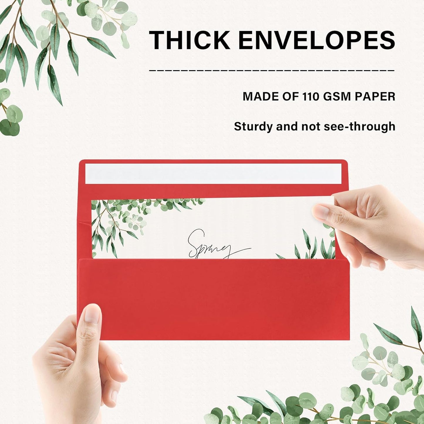 50 Pack #10 Business Envelopes, Self Seal Standard Christmas Red Envelopes for Secure Business & Legal Mailing, Office, Checks, Letter, Invoices, 4 1/8 x 9 1/2 Inches
