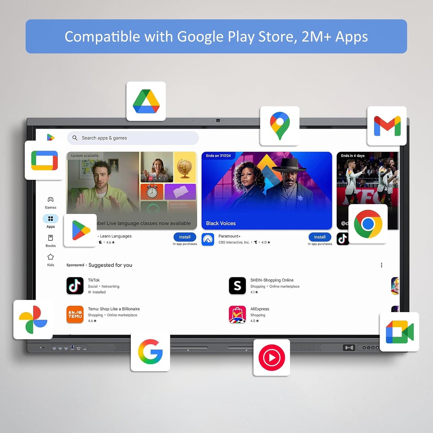 Shiarffe X5 Smart Board 86" 4K Interactive Whiteboard Google EDLA-Certified for Classroom Office Homeschool, OTA Software Updates 8GB RAM + 128GB Storage, Octa-Core Android 14 OS