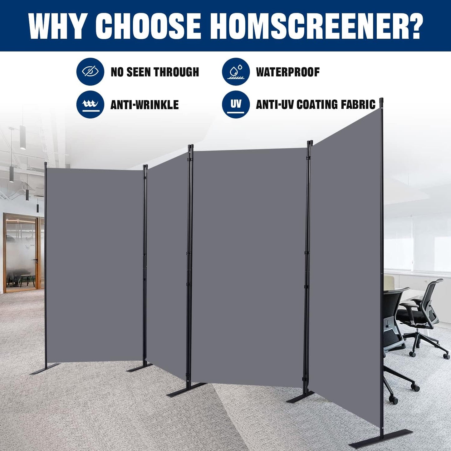 Room Divider 6FT Portable Room Dividers and Folding Privacy Screens, 136'' W Fabric Divider for Room Separation, 4 Panel Partition Room Dividers Freestanding Wall Divider Screen for Dorm Studio Office
