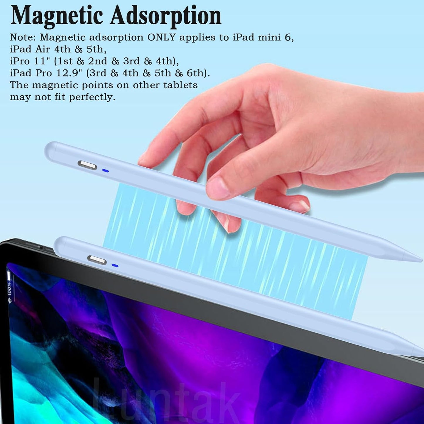 Universal Stylus Pen for iOS/Android,Drawing & Writing Rechargeable Touch Screen Pen Magnetic Tablet Stylus with POM Tip for iPhone/Samsung/XiaoMi/Huawei/Vivo/Lenovo and Other Android Device -Blue