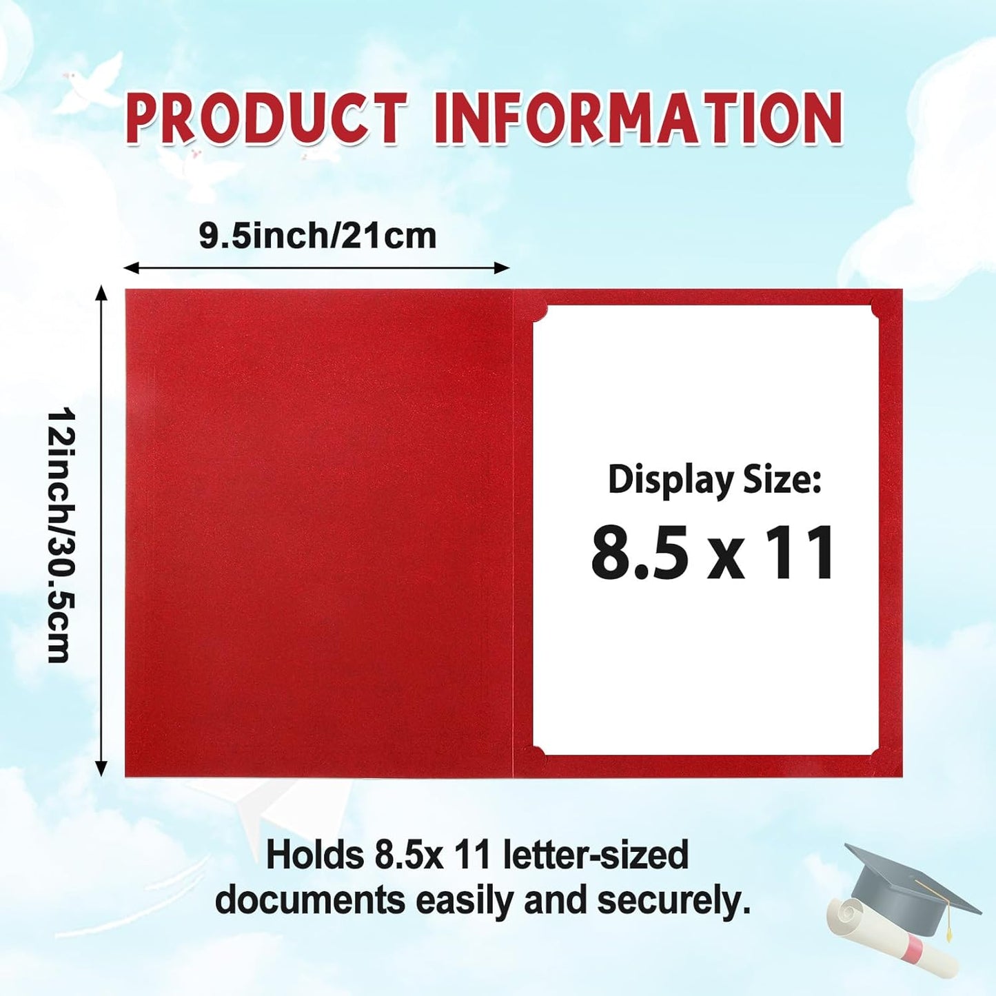 gisgfim 100Pcs Certificate Holders Diploma Covers Single Sided Gold Foil Border Award Certificate Covers for Letter Size 8.5x11 Certificates Cardstock Document Papers Storage Organizer (Red)