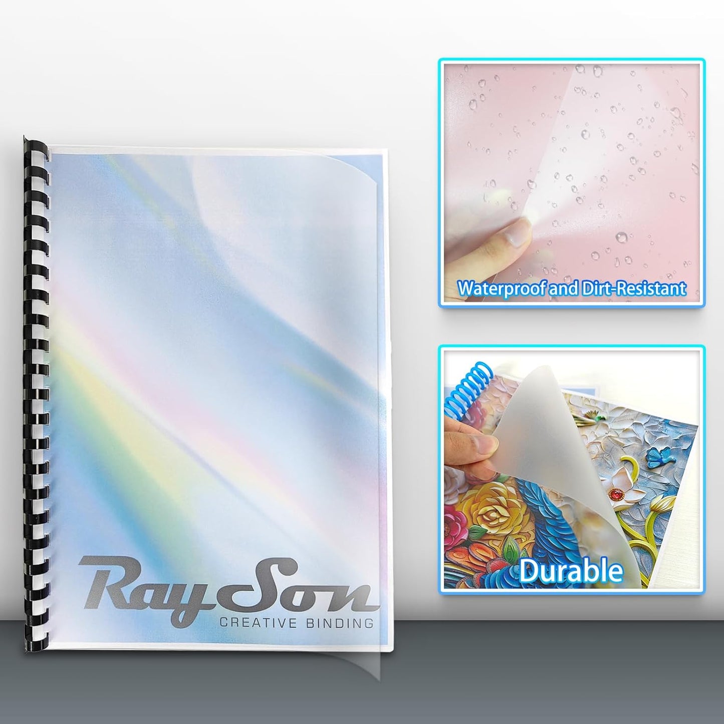 Rayson Frosted Binding Covers - 10 mil Polypropylene (PP) Matte Finish, 8.5" × 11", Durable Un-Punched Plastic Binding Covers, 100/Pack (PP25100MT)