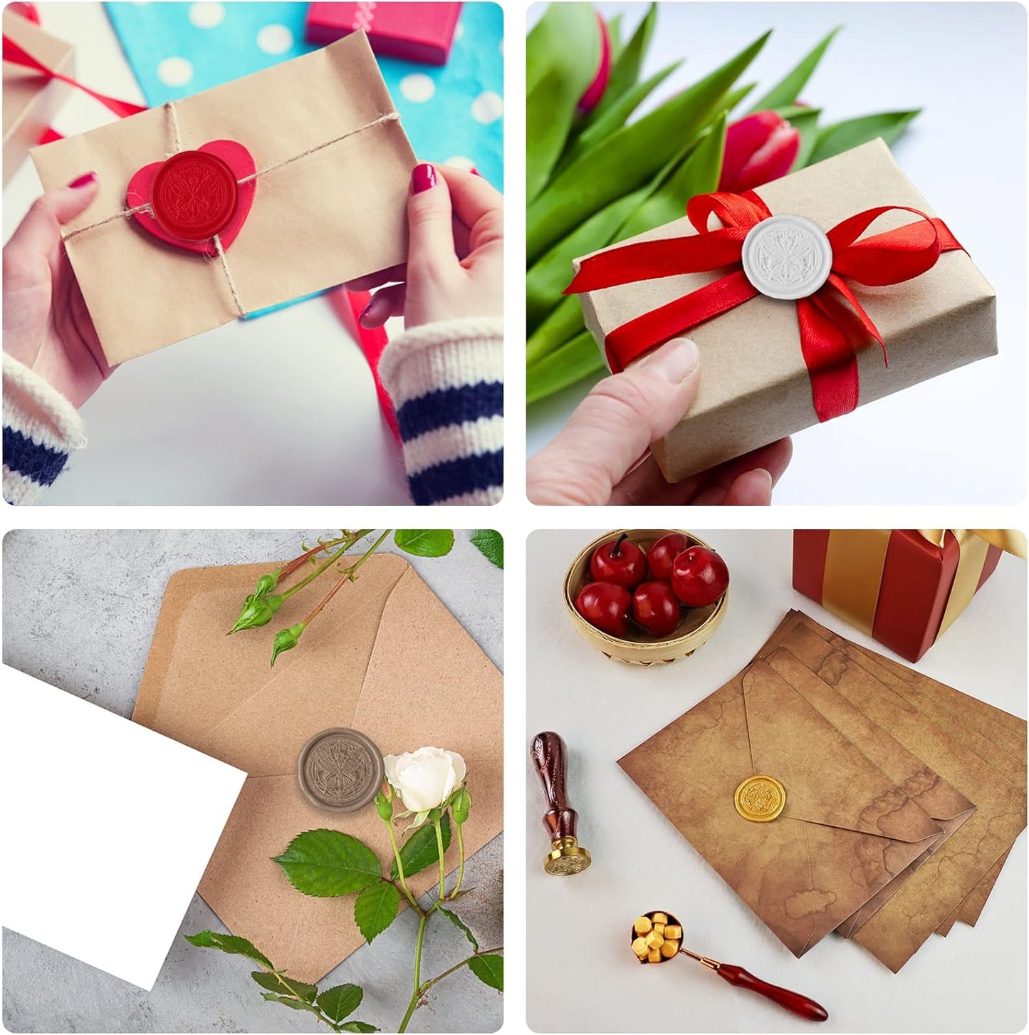 YIPLED 240-Piece Sealing Wax Beads Kit with Butterfly Wax Seal Stamp and Storage Can for Invitations, Cards, Envelopes, Gifts, Letters, Crafts (Mixed Color)