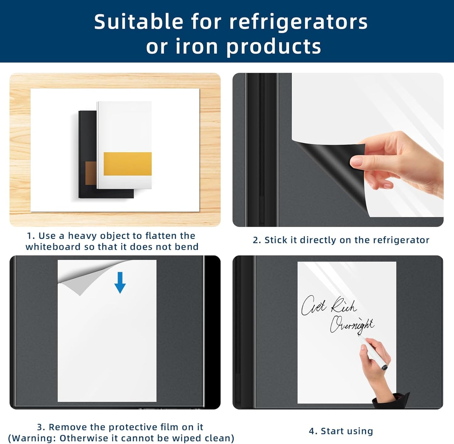 Magnetic Dry Erase Whiteboard for Refrigerators, 48" x 36" White Board on Wall for Organizer and Planner, Kitchen Fridge Shopping List with Marker, Magnetic Eraser and Magnets