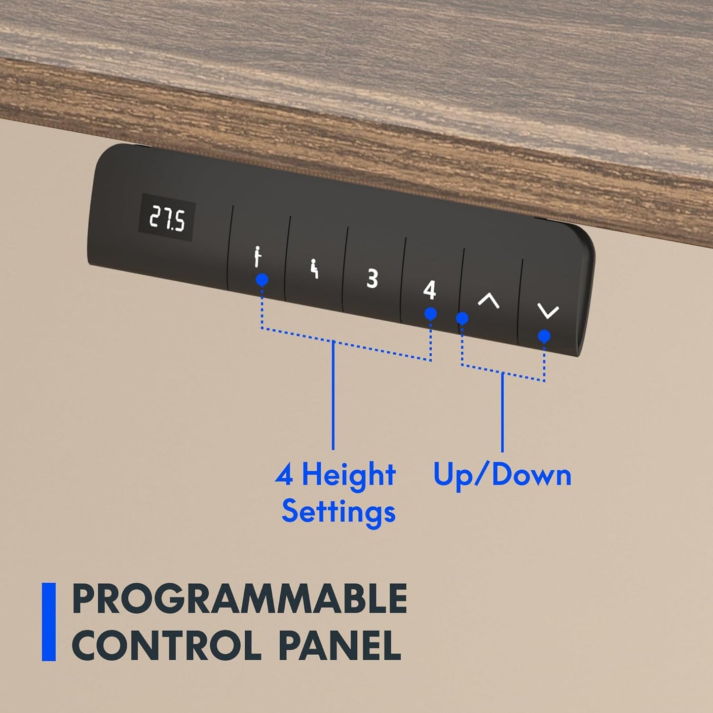 FLEXISPOT E3 Dual Motor Electric Standing Desk 55x28 Inch Whole-Piece Board Height Adjustable Electric Sit Stand Desk (Black Frame + Brown Wood Grain Desktop, 2 Packages)