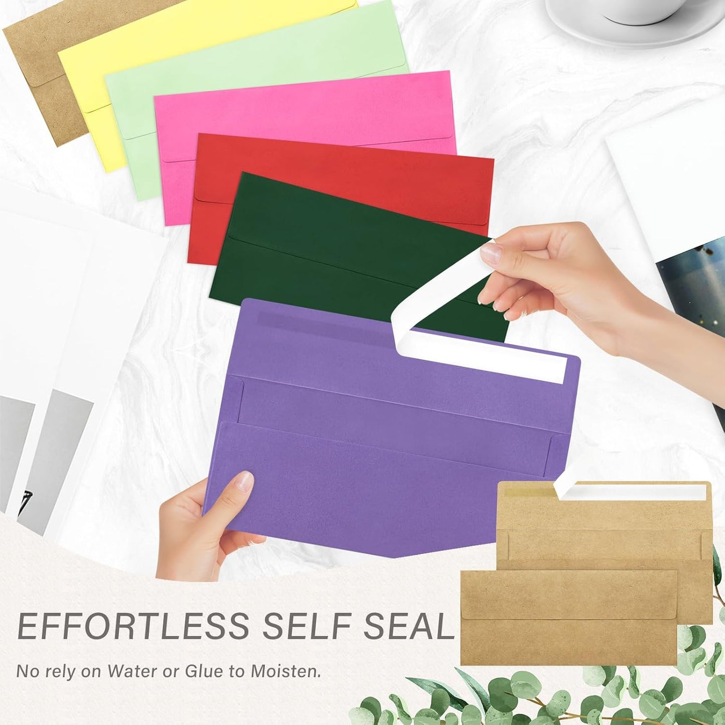 50 Pack #10 Business Envelopes, Self Seal Standard Kraft Envelopes for Secure Business & Legal Mailing, Office, Checks, Letter, Invoices, 4 1/8 x 9 1/2 Inches