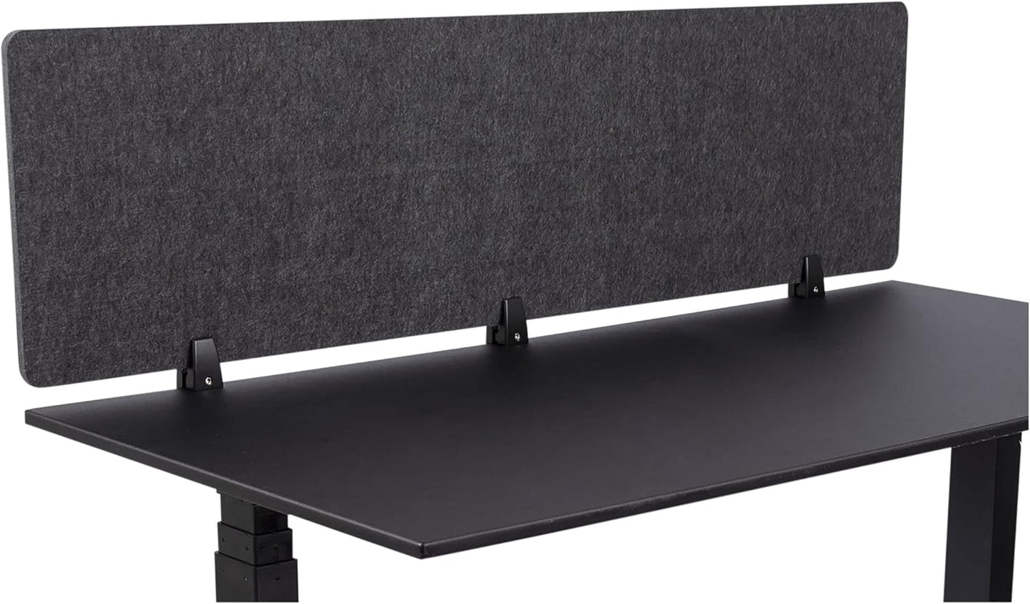 Stand Up Desk Store ReFocus Raw Clamp-On Acoustic Desk Divider Mounted Privacy Panel to Reduce Noise and Visual Distractions (Anthracite Gray, 59" x 16")