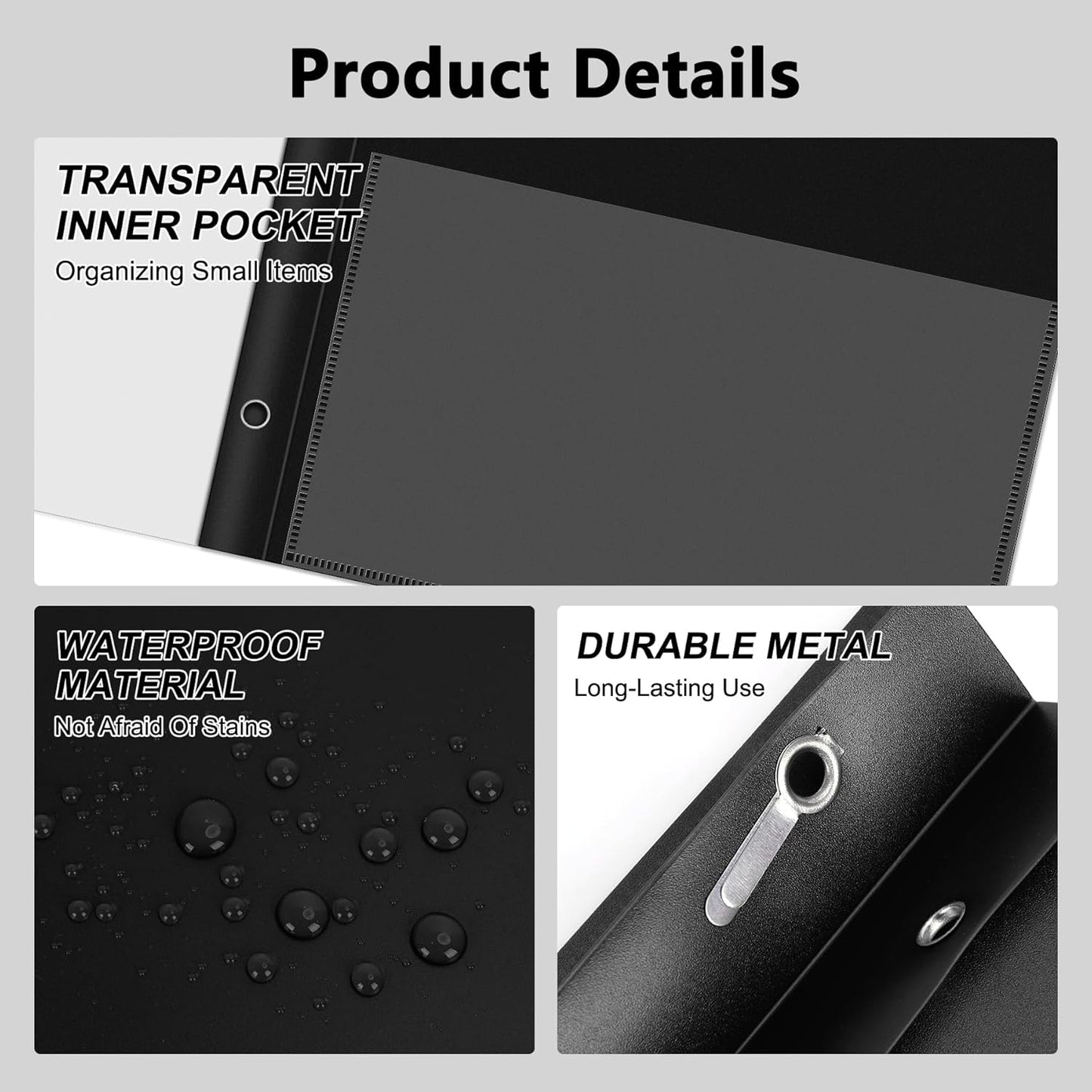 Ndsox 30 Packs Clear Front Report Covers with 3-Prong Fasteners, Plastic Project Presentation Folders Resume Document Covers with Black Back for 8.5" x 11" Letter Size Paper for School Office Business