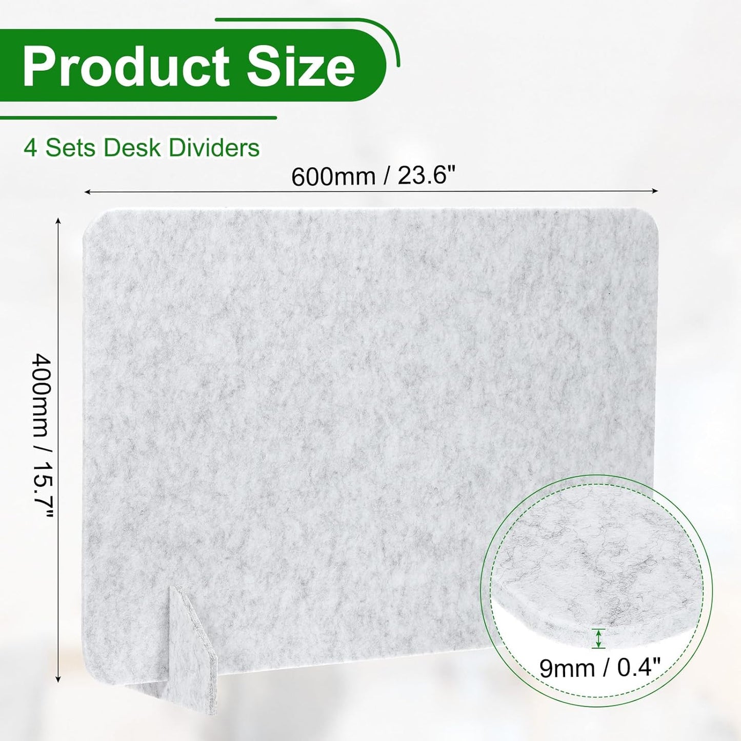 PATIKIL Desk Divider, 4 Set 24 x 16 Inch Acoustic Freestanding Desk Divider Desk Privacy Panel with 8 Pcs Support Feet for Library Office Workstation,Light Grey