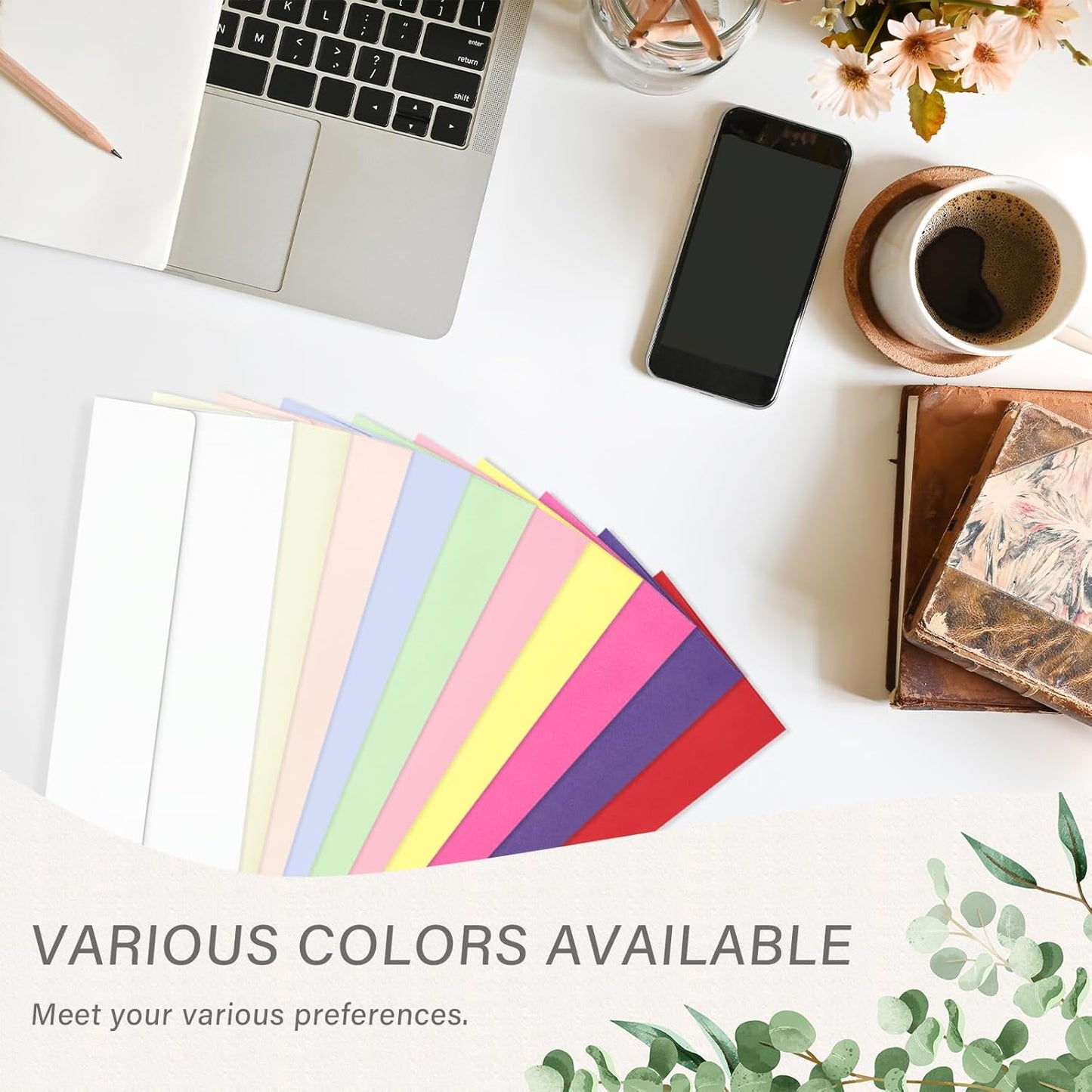 100 Pack #10 Colored Envelopes Letter Size, Colorful Business Envelopes Self Seal for Business, Invoices, Letter Mailing, Office Checks, 4 1/8 x 9 1/2 Inches