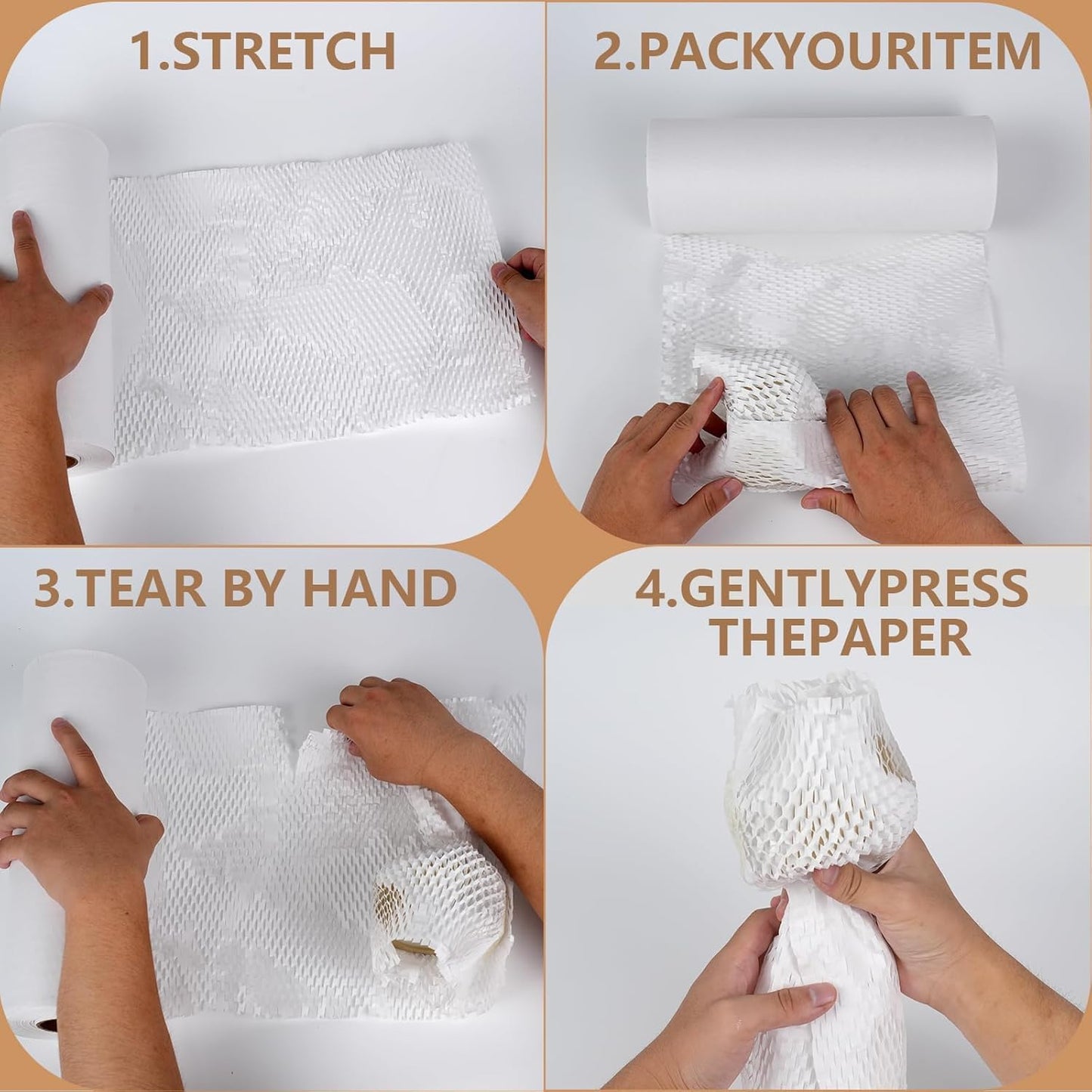 Honeycomb Packing Paper, 12" x 100' Packing Paper Substitute Alternative for Bubble Cushioning Wrap for Moving Shipping Packaging Mailing, Recyclable Moving Supplies Bubble Packing Wrap Roll-White