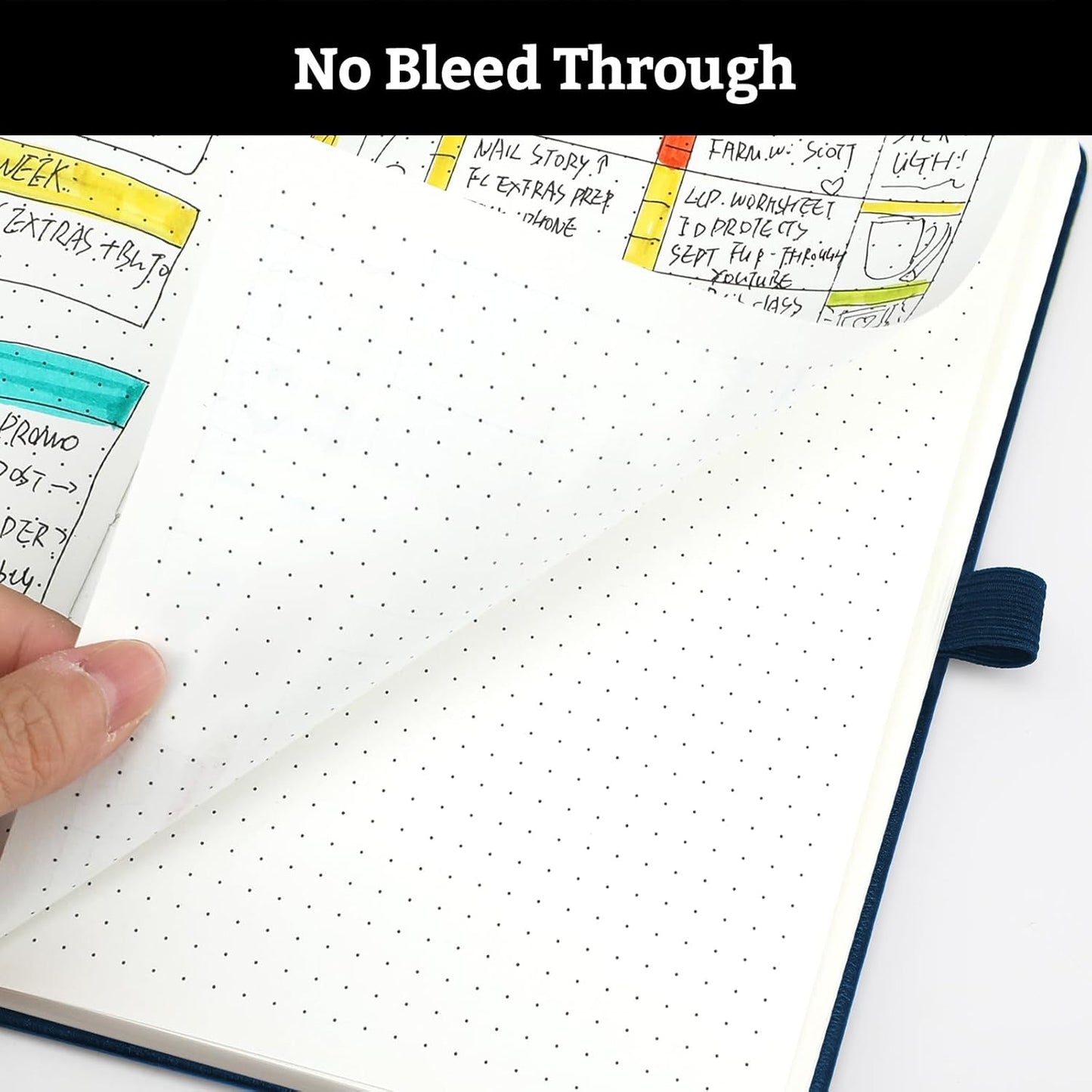 Hardcover Lined Bullet Dotted Journal Notebook, A5 140 192 Pages 100 120Gsm Paper College ruled for School,Work,Travel,and Daily Planning，5.7''*8.3'' (1, Navy, A5 Dotted)