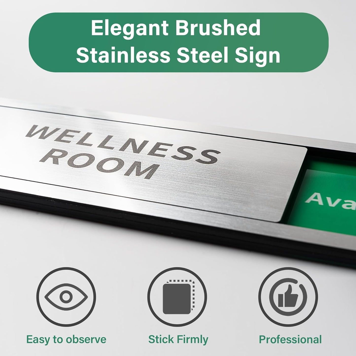 2 Pack Mom Door Sign - Do Not Disturb, Breastfeeding, Slide Door Sign (Brushed Silver, 8" x 2.6")