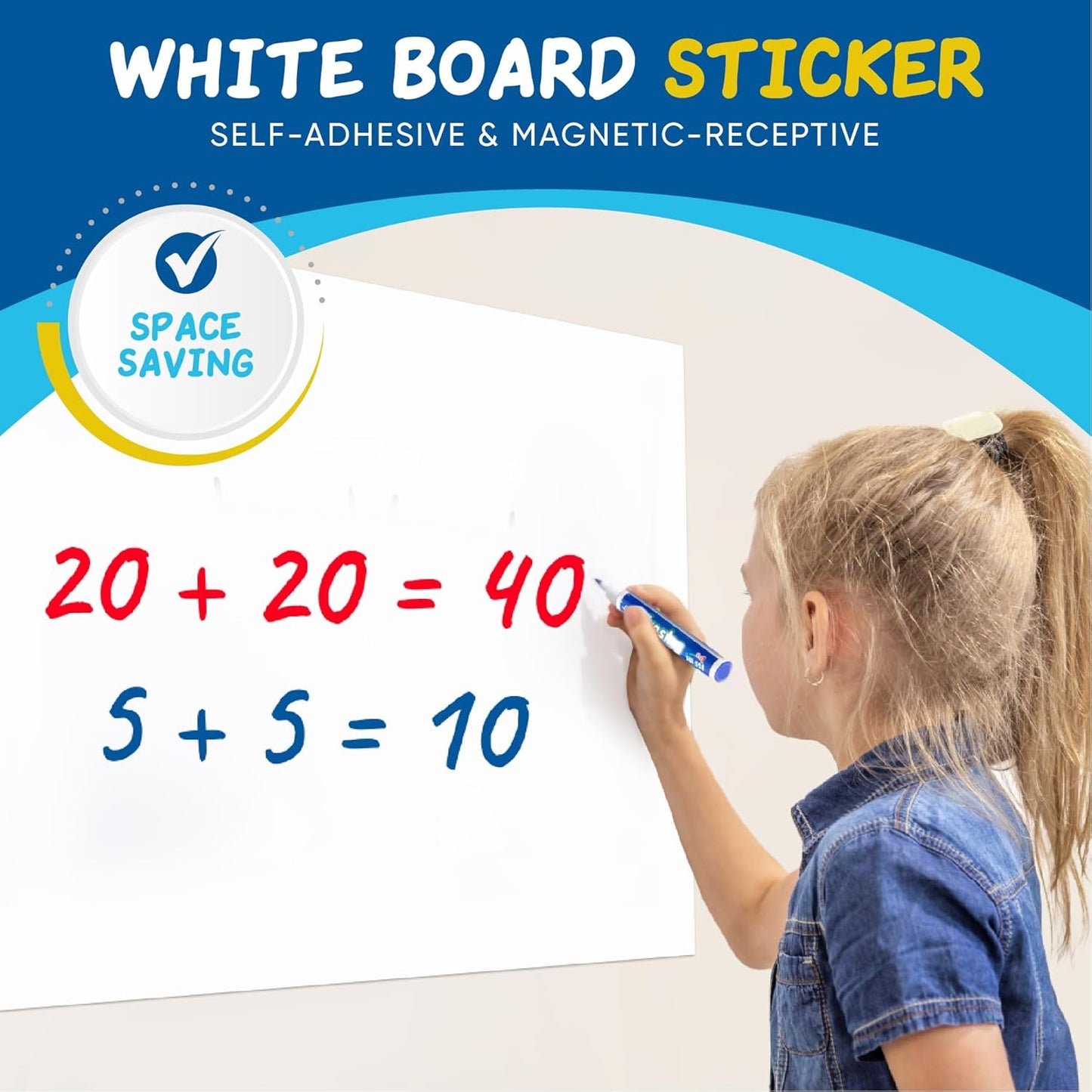 YOUNGJQ Magnetic Whiteboard Contact Paper 24" x 16" Adhesive Dry Erase White Board Sticker for Wall, Peel and Stick Wallpaper Easy to Write and Clean for Fridge Home Office