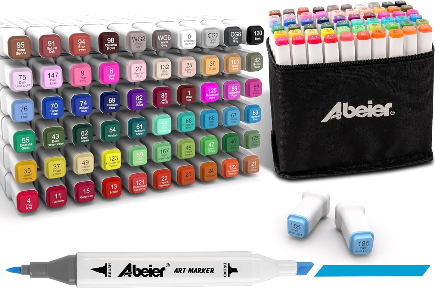 60 Colors Alcohol Markers Set, Dual Tips Blender Art Marker for Drawing, Permanent Sketch Markers for adult coloring, Alcohol Based, Adults Coloring and Artist Illustration.(BRUSH TIP)