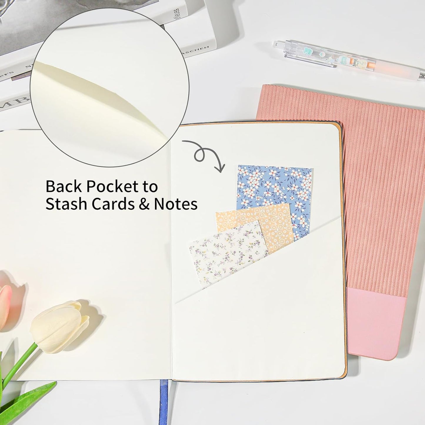 Lined Journal Notebook for Work College Ruled Note Book 5.79"x8.27" A5 PU Leather Daily Journaling 216 Pages for Women Men Writing Home School Supplies Business (A5 Lined 216pages, 05-Pink)