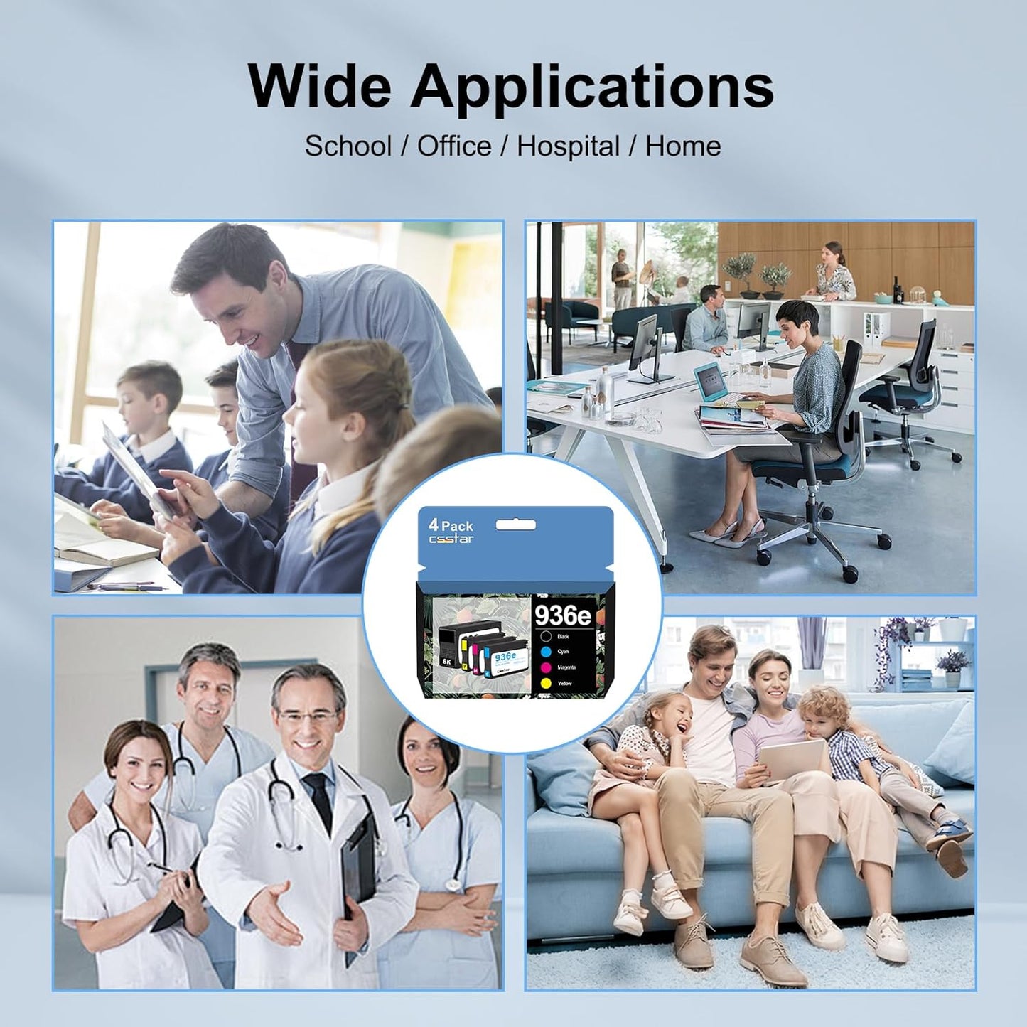 936e Ink cartridges Compatible Replacement for HP OfficeJet Pro 9110b/ 9120b/ 9130b/ 9720e/ 9730e Printers(BK/C/M/Y, 4 Pack)