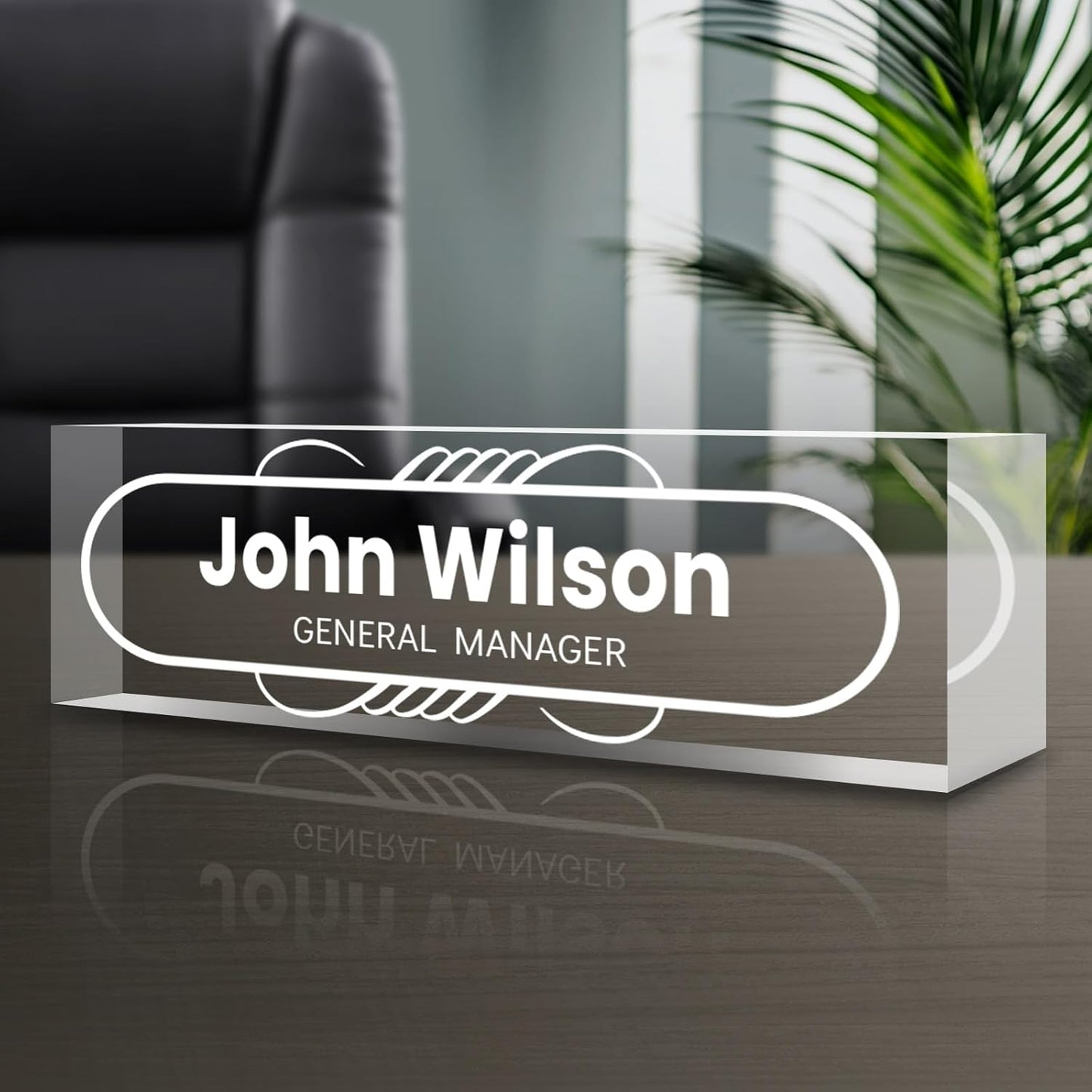 Personalized Name Plate for Desk - Custom Engraved Name Plates for Man - Boss Day Gifts for Boss - Acrylic Office Decor Appreciation Gifts for Teacher Nurse Coworker Social Worker (White 1)