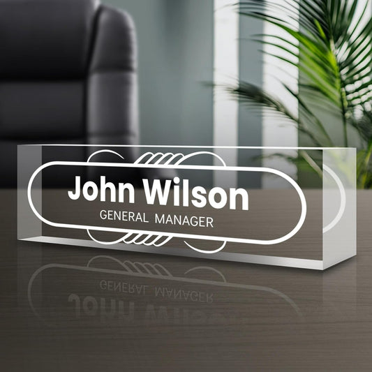 Personalized Name Plate for Desk - Custom Engraved Name Plates for Man - Boss Day Gifts for Boss - Acrylic Office Decor Appreciation Gifts for Teacher Nurse Coworker Social Worker (White 1)