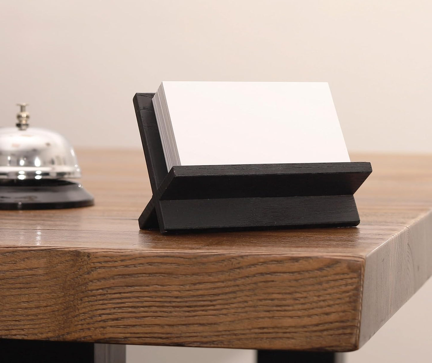 Business Card Holder for Desk - Black Wood Small Cards Holders, Professional Desktop Business Card Stand Display, Wooden Name Card Holder, Modern Design Office Business Cards Holder