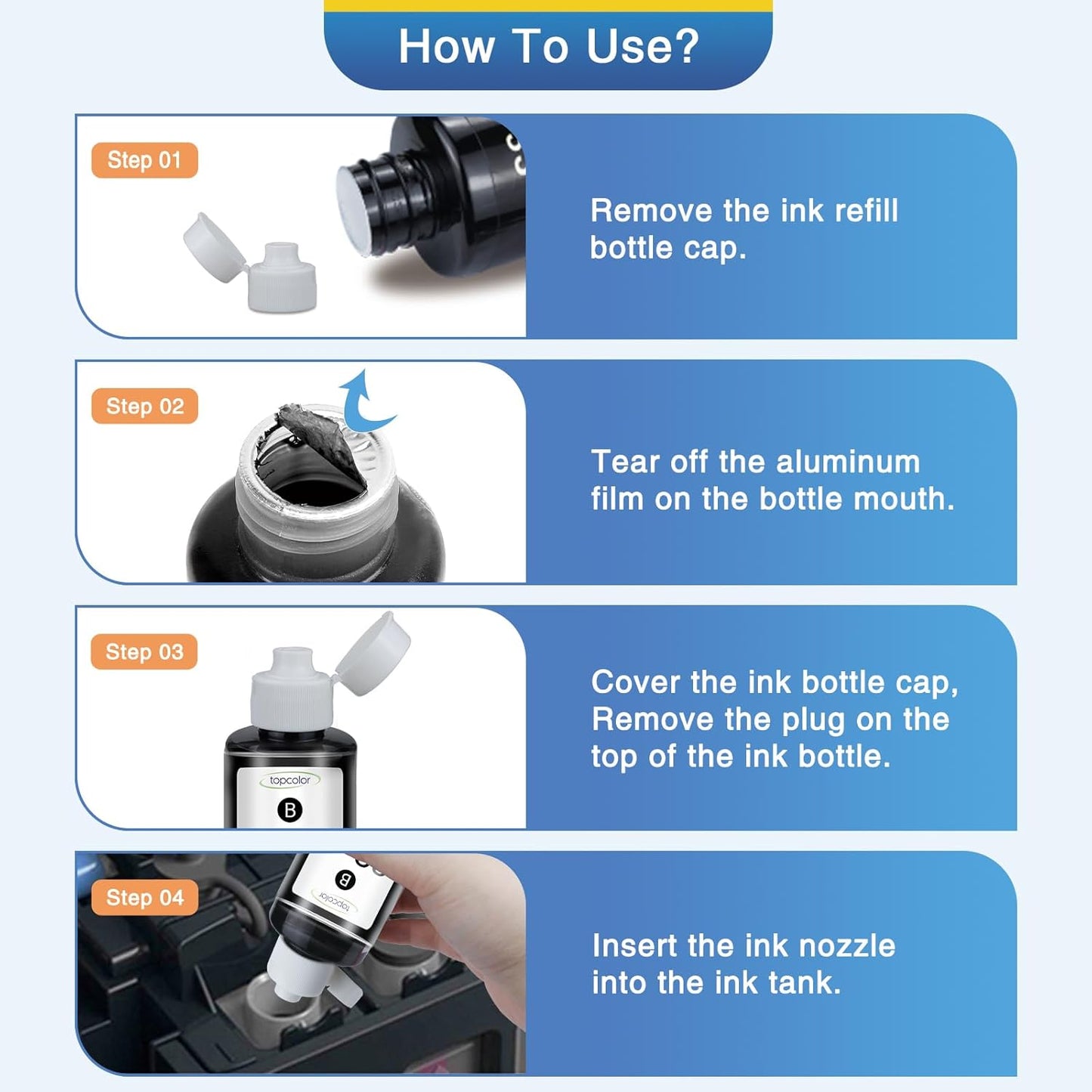 31 32XL Black Ink Bottles Set Compatible Replacement for HP 31 32XL Compatible for HP Smart-Tank 7301 7602 5101 7001 6001 5103 Ink Refill, Smart-Tank Plus 651 551 455 All-in-One Printer 2P