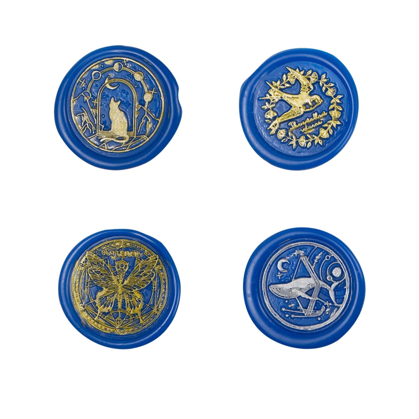 Wax Seal Stamp kit, ANBOSE Animal Wax Seal Stamp Set with 4 PCS Removable Brass Heads and 1 Wooden Handle, Moon Star Cat Whale Butterfly Swallow Sealing Wax Stamp for Cards Invitations