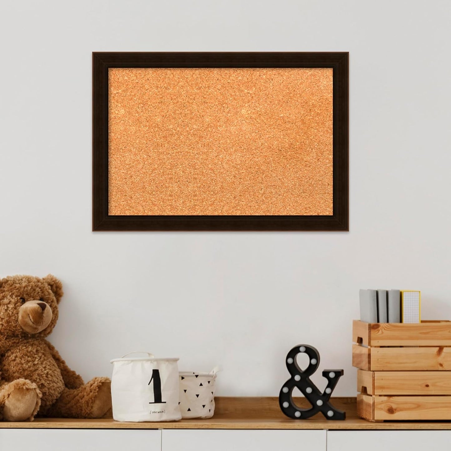 Amanti Art Natural Cork Board for Wall, 14x20 Vision Board with Brown Wood Frame, Small Corkboard Office Decor for Home Organization, Country Rustic Corkboard Pinboard to Display Items for Home
