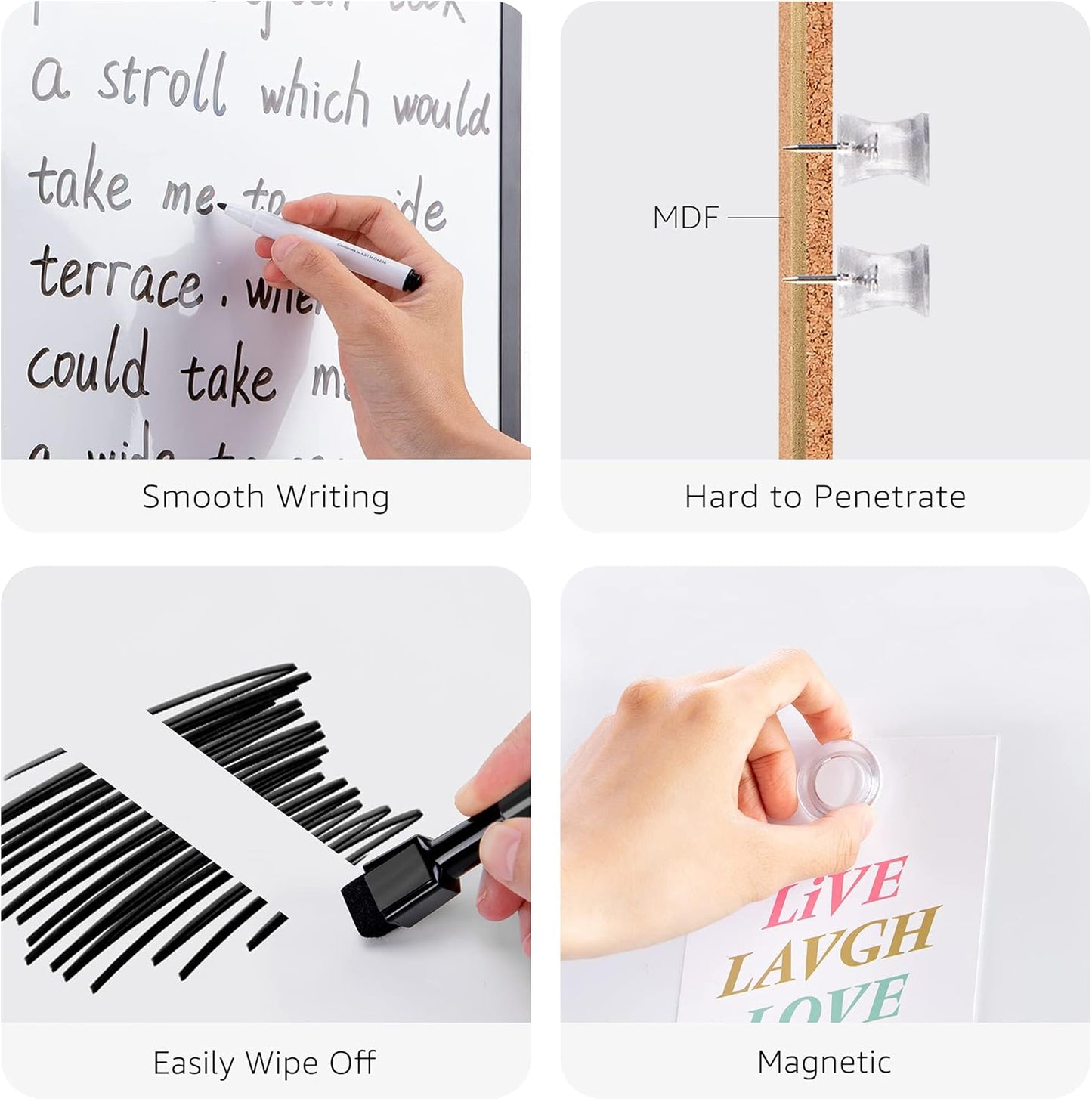 Amazon Basics Combo Magnetic Whiteboard&Cork Board for Home,Office and Classroom, Plastic/Aluminum Frame, White,Yellow, 17" x 23"