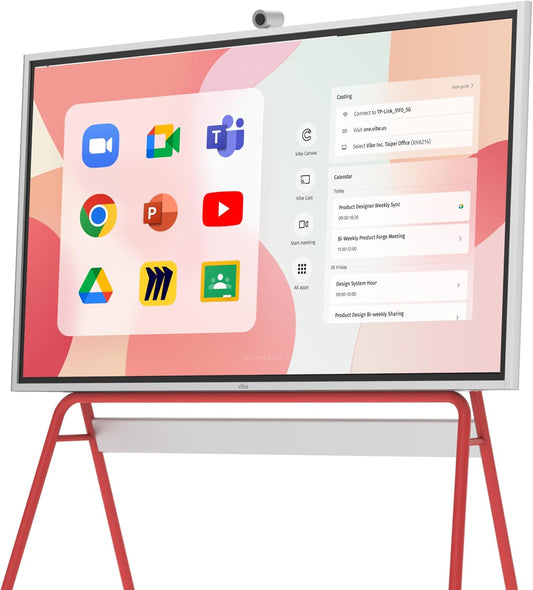 Vibe S1 4K UHD Smart Board, 55 Inch Digital Whiteboard for Office and Classroom, Electronic Presentation Meeting Device for Hybrid Work, Interative Touchscreen Display, Chrome OS and 250+ Free Apps