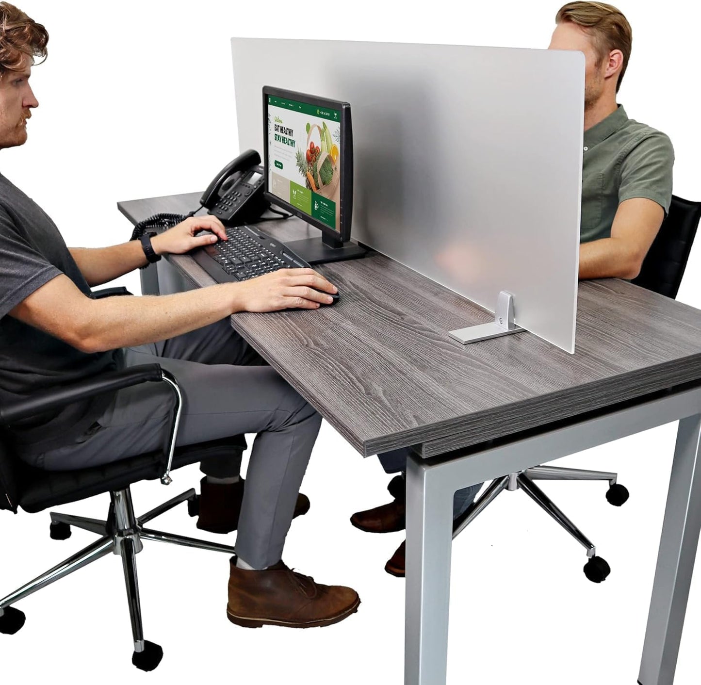 OBEX Acrylic Free Standing Screen, Divider for Desk Privacy Home & Office Partitions for Table Top Workstation, Portable Cubicle Panel for Work, 24" x 36", Frosted