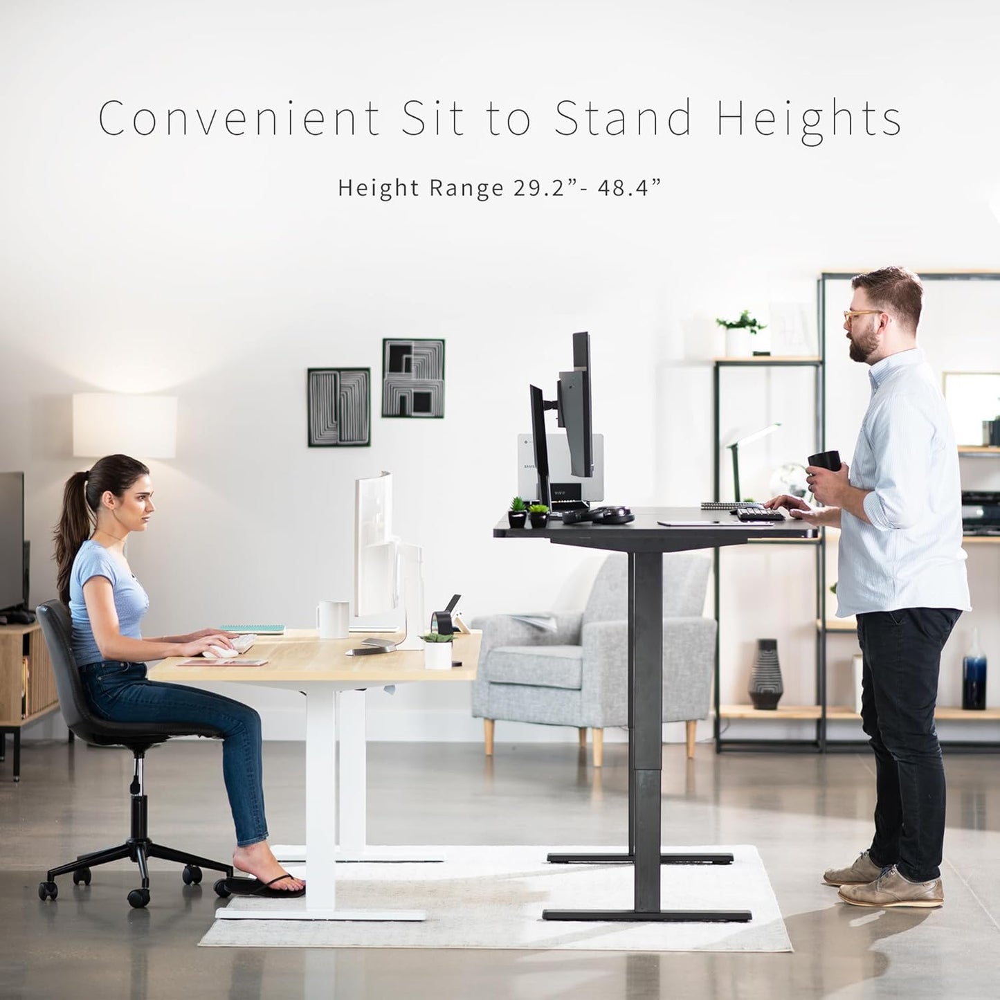 VIVO Electric 71 x 36 in Standing Desk, Memory Height Adjustment, 1B Series, White Top Black Frame, DESK-KIT-1B7W-36