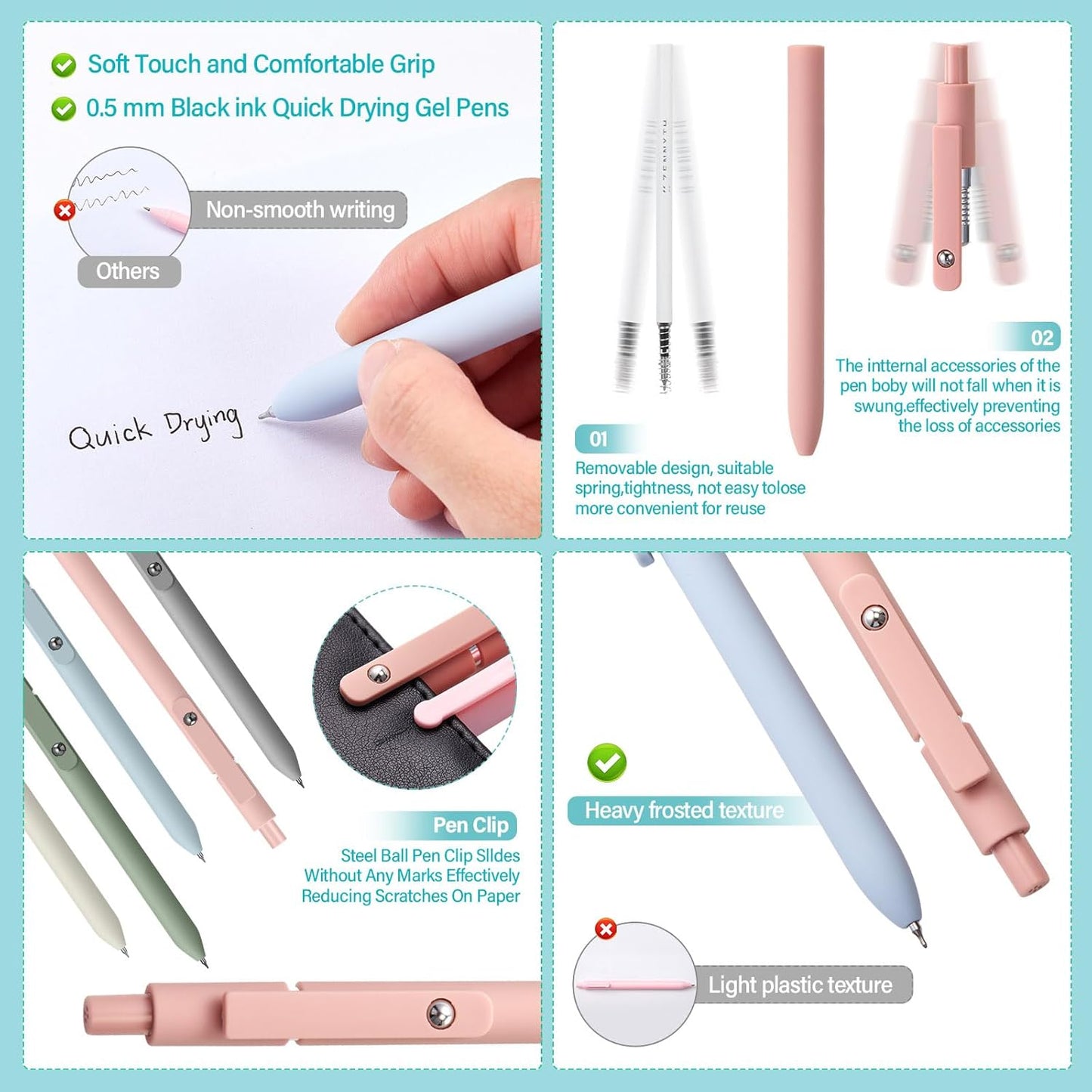 Jutom 38 Pcs Book Annotation Kit Aesthetic Highlighters Gel Pens Set Sticky Notes Tabs Markers Dual Ended Highlighter Quick Dry Ink Pens for Office Annotating Books(Delicate Color,Square)