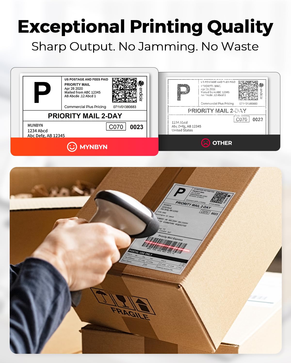 MUNBYN Thermal Direct Shipping Labels, 4x6 Labels for Thermal Printer, 500 Sheets/1 Rolls, Commercial Grade