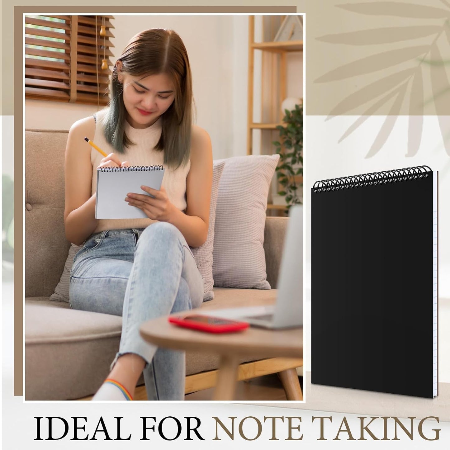 10 Packs 8.5" x 11" Top Spiral Notebook with 3 Hole Punched Legal Pads College Ruled Notepad 50 Sheets Hard Cardboard Paper Wirebound Notepad for Office School Business (White)