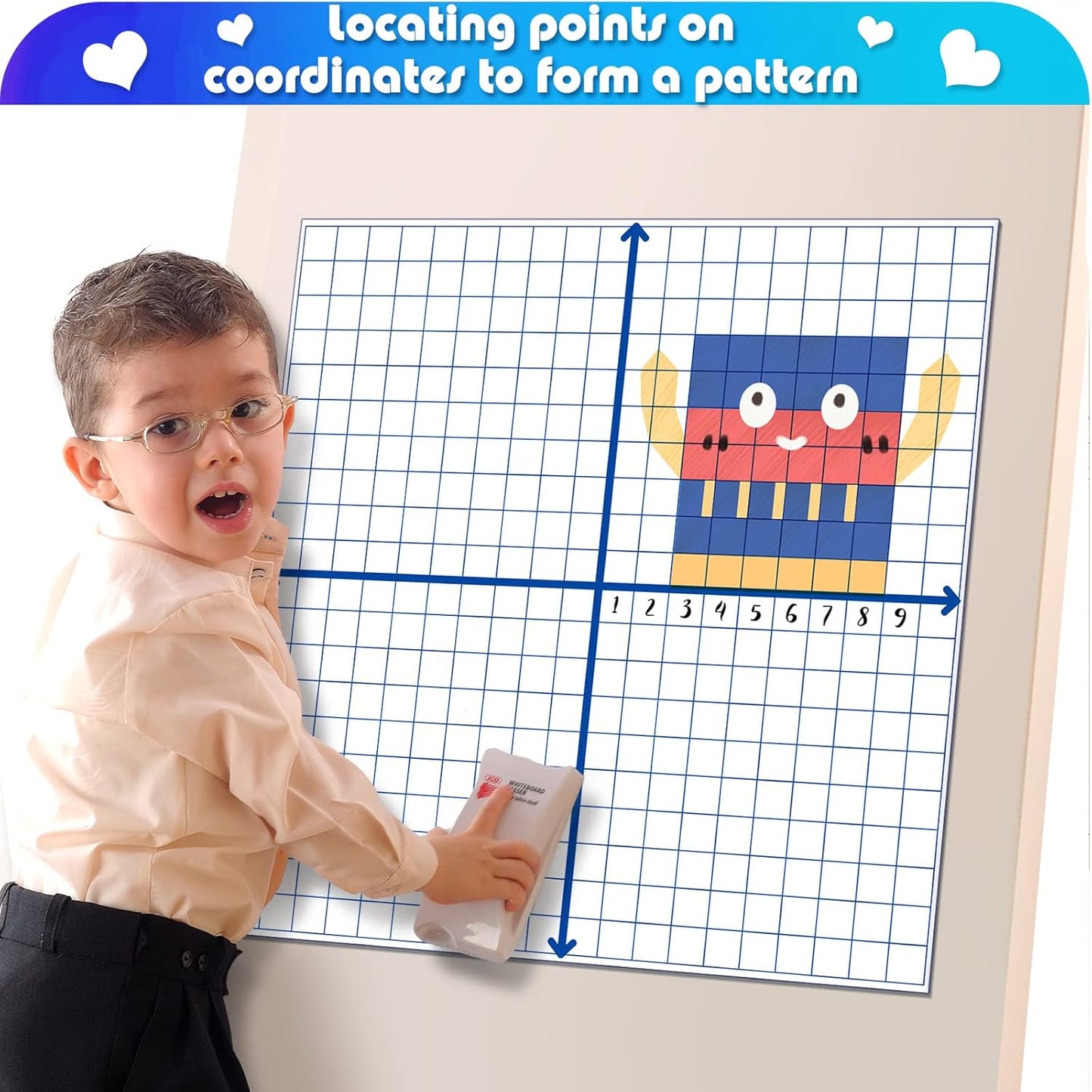 Teling 24 Pieces Jumbo Magnetic Xy Coordinate Dry Erase Grid 26 x 26 Inches, Magnet Graph Whiteboard for Classrooms, Teaching, Learning Tools