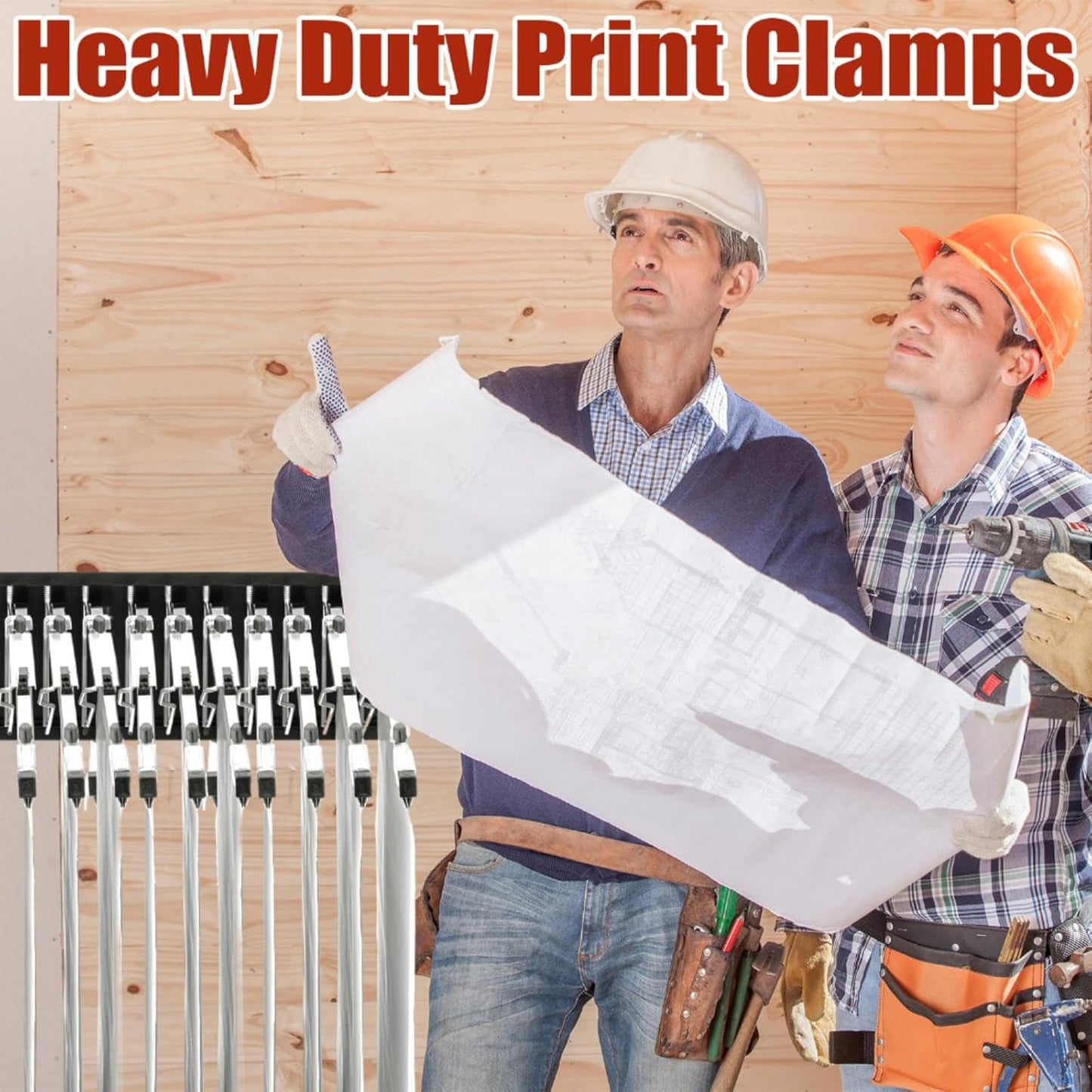 Estune Blueprint Hanging Clamps Binding Strips Storage for Construction Paper Poster Plans Drawings Arts (6, 24 Inches)