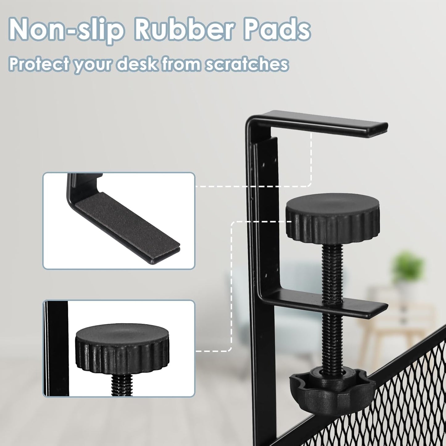 Cable Management, 25'' Cable Management Under Desk No Drill, Metal Cord Organizer with Clamp for Standing Desk, Cable Organizer for Home Office, Black