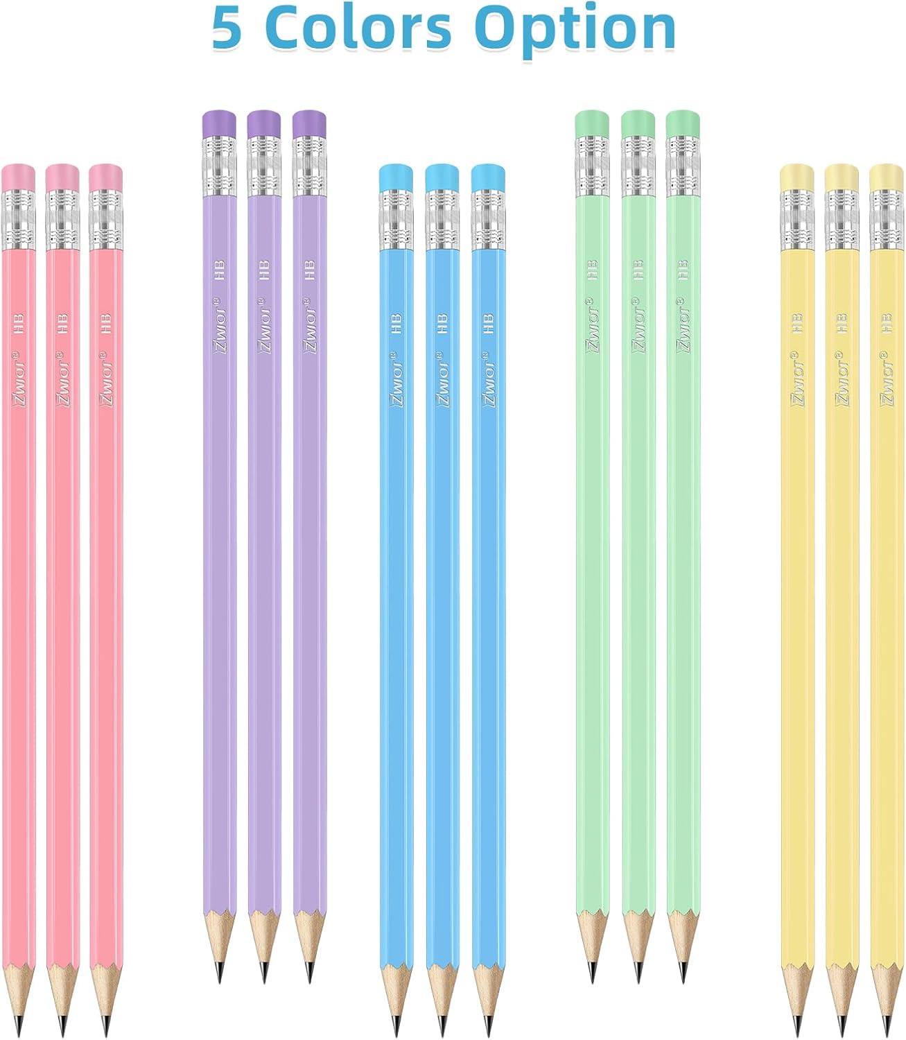 ZWlOT Wood-Cased Pencils,Pre-Sharpened,Pastel Colors,175 Count #2 HB Pencils with Eraser Bulk,Assorted Colors,School Classroom Teacher Supplies Gifts