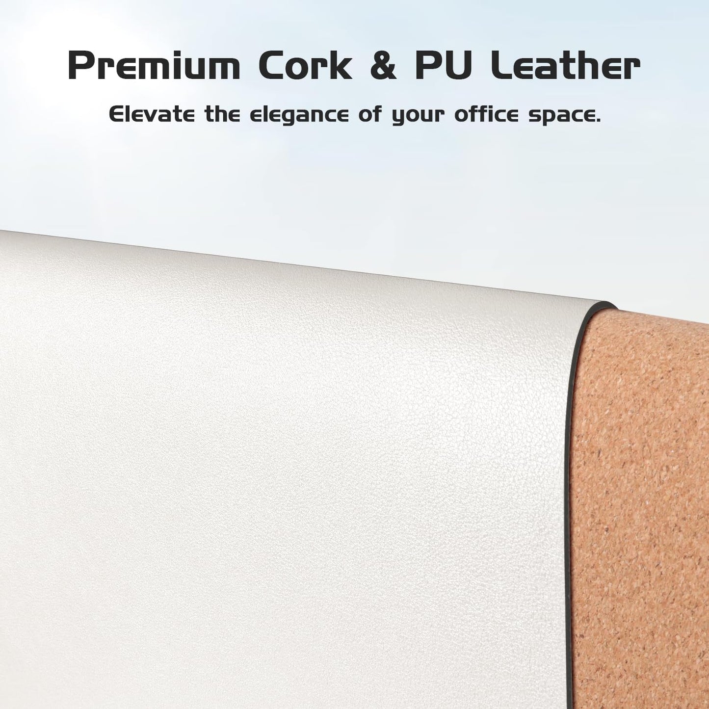 Aothia Dual-Sided Desk Mat - Leather & Cork Desk Protector, Large Mouse Pad & Writing Pad, Waterproof, Off-White (35.4" x 15.7")