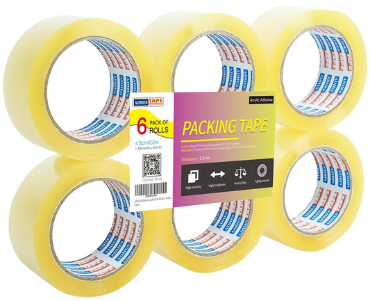 ADHES Packing Tape Shipping Tape Packaging Tape for Moving Boxes, 54.68yard Per Roll 1.88inch Width 2.6Mil Thickness