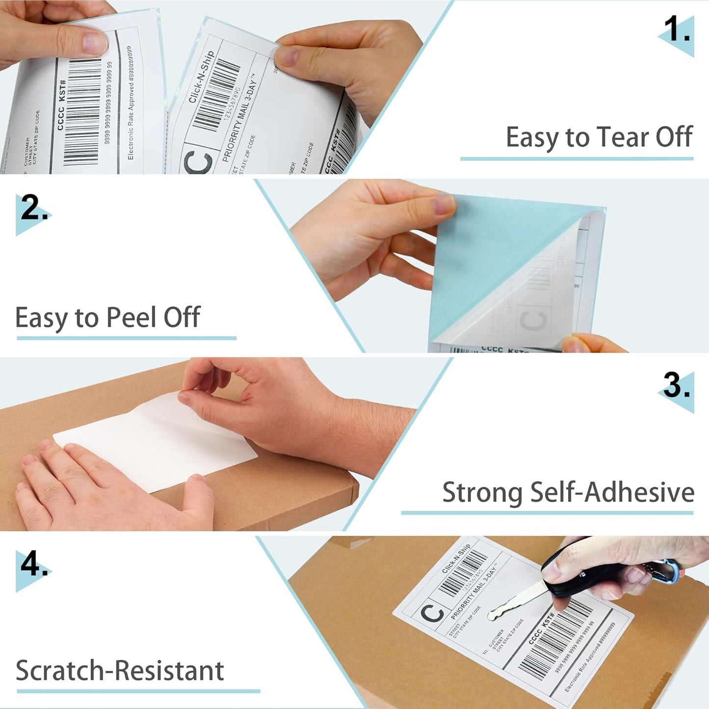 L LIKED 1000 Fanfod 4" x 6" Direct Thermal Labels Shipping Labels with Perforated Line for Rollo, Zebra, Jadens, Nelko, Munbyn, Phomemo, White