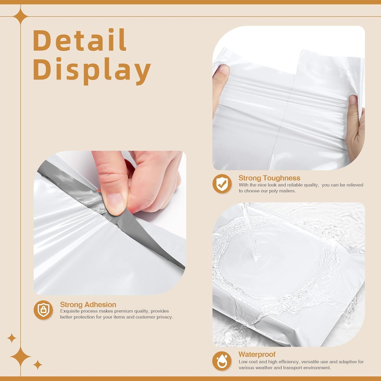 Fuxury 250 Pcs 24x36" Poly Mailers,Waterproof Mailing Envelopes for Clothing, Strong Adhesive Poly Shipping Postage Bags for Small Business(White)