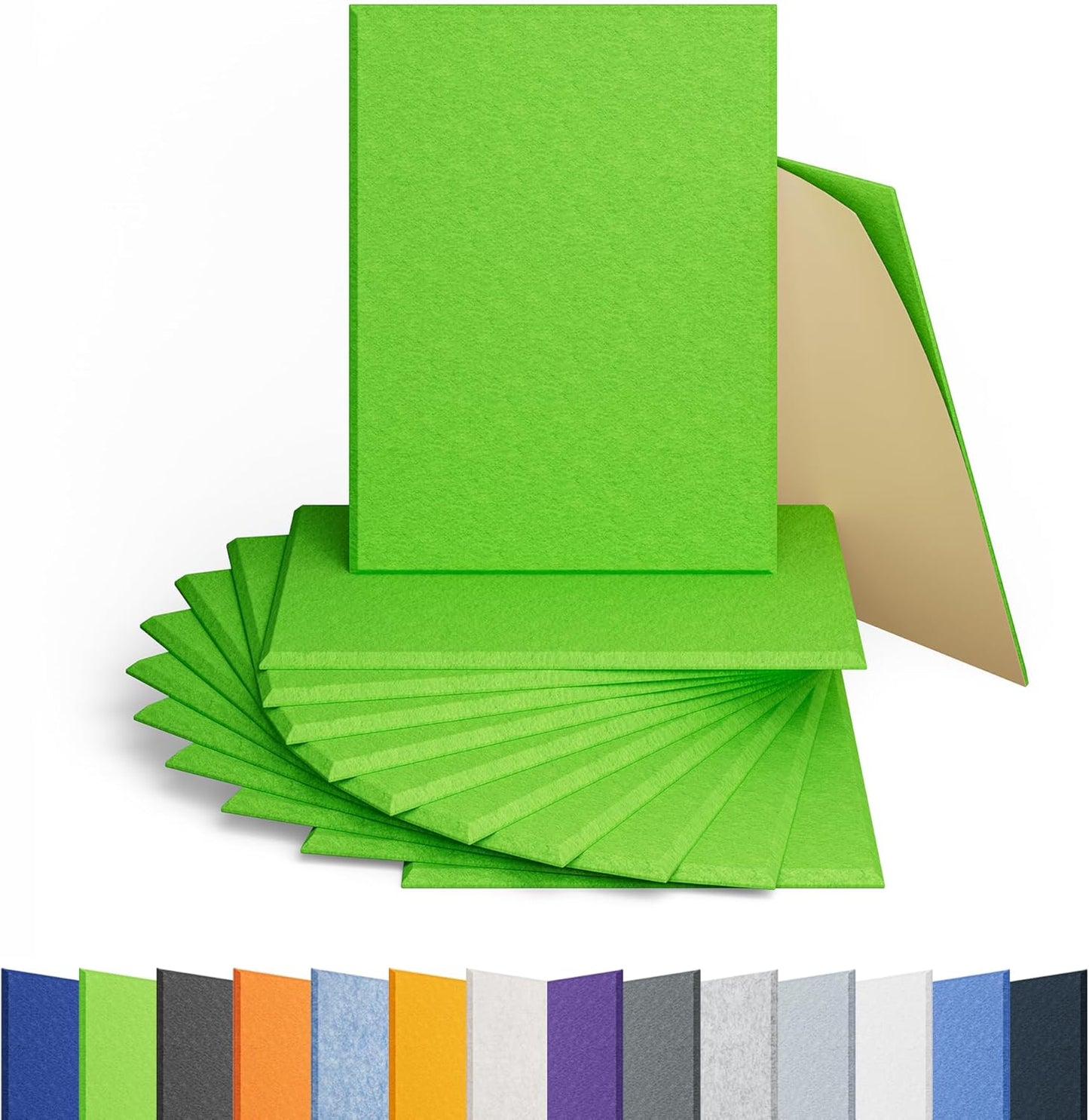 12 Pack Acoustic Panels Self Adhesive Sound Proof Foam, High Density Sound Acoustic Panel, 16X12X0.4 Inch 4:3 Rectangle Panels in Home, Office, Reccording Room, Studio, More(Fruit Green)