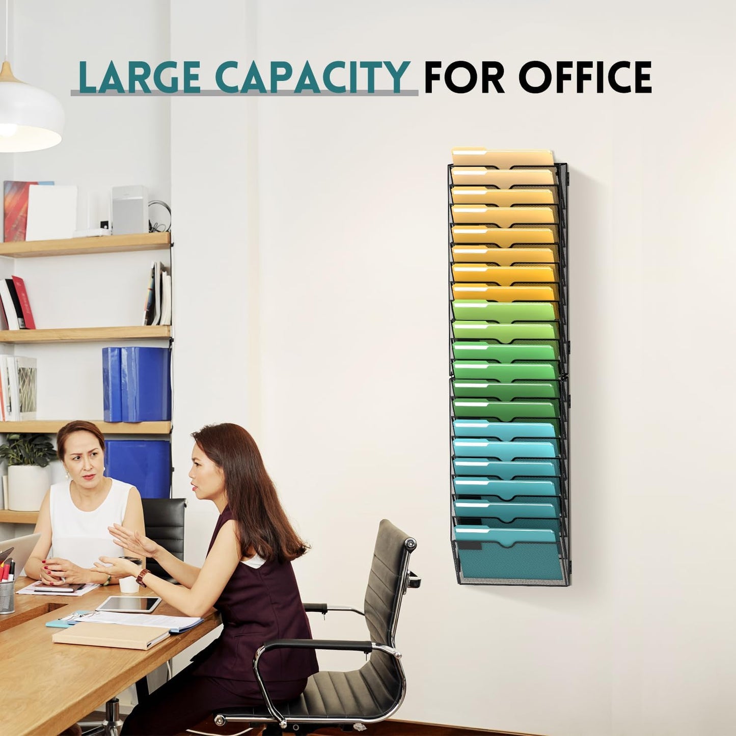 SUPEASY 20-Tier Wall File Organizer Mesh Office Mail Holder, Hanging Wall Organizer Magazine Rack for Office Assembly Needed, Black