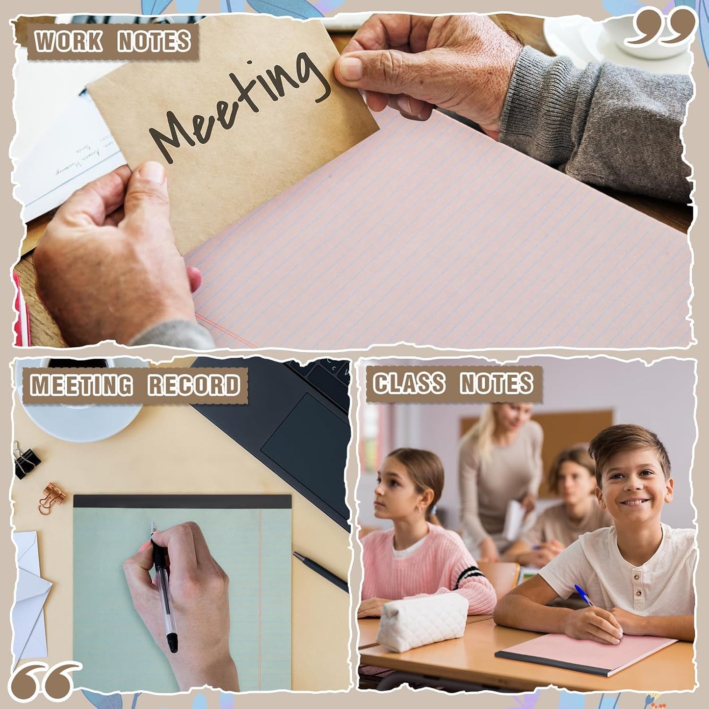 Fuutreo 8 Pcs 8.5'' x 11'' Colored Legal Pad Writing Pads Narrow Ruled 50 Sheets Per Notepad Perforated Writing Notepad Office Supplies for College Office Business (Pastel Color)