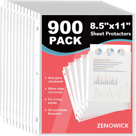 900 Pack Sheet Protectors 8.5 x 11 inch Clear Page Protectors for 3 Ring Binder, Plastic Sleeves for Papers, Document