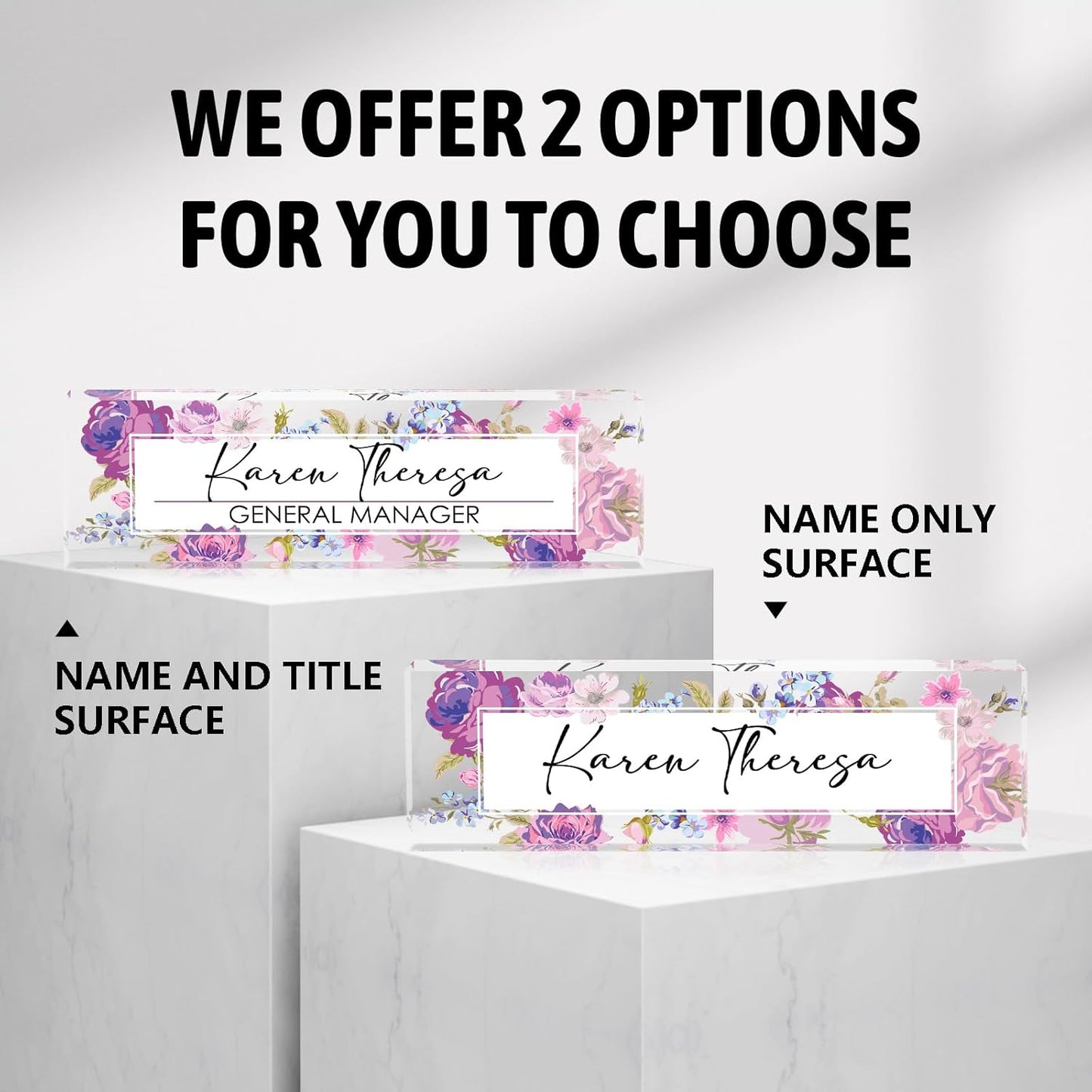 Custom Office Name Plate for Desk, Personalized Gifts for Women, Appreciation Gifts for Employee Coworkers Boss Teacher, Office Accessories (Hundred Flowers)