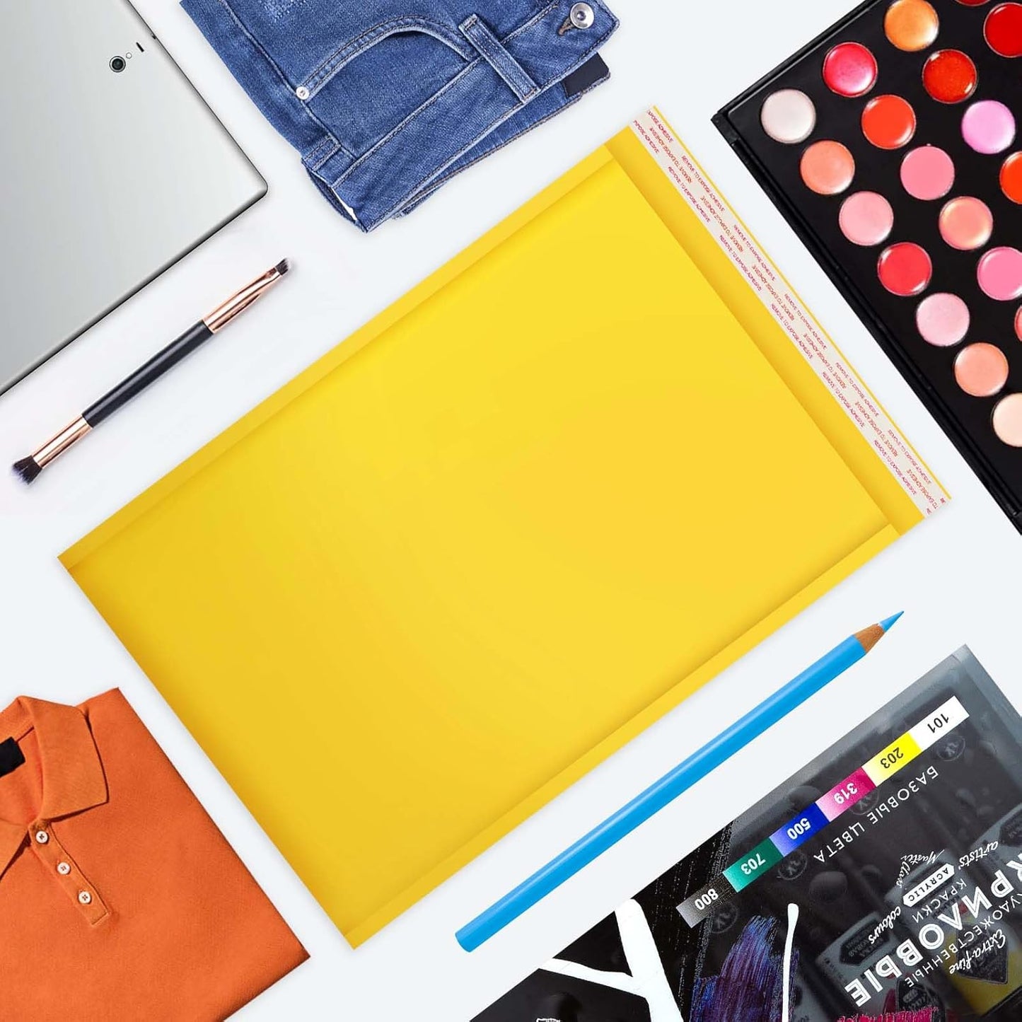 packbabol Kraft bubble mailers 10.5x15 Inch 50 Pack,Self-Sealing Paper Envelopes for Packaging,Strong Adhesion Envelope Mailers, Waterproof Cushioned Padded Shipping Bags Yellow #5