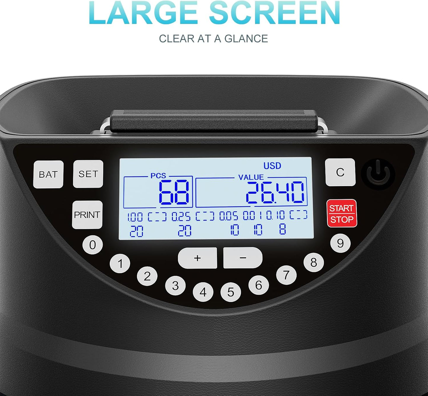 Aneken Coin Counter and Sorter with TFT Display - Accurate Sorting Machine for 5 Denominations, Smooth Operation at Up to 300 Coins Per Minute, Ideal for Efficient Money Management,Black